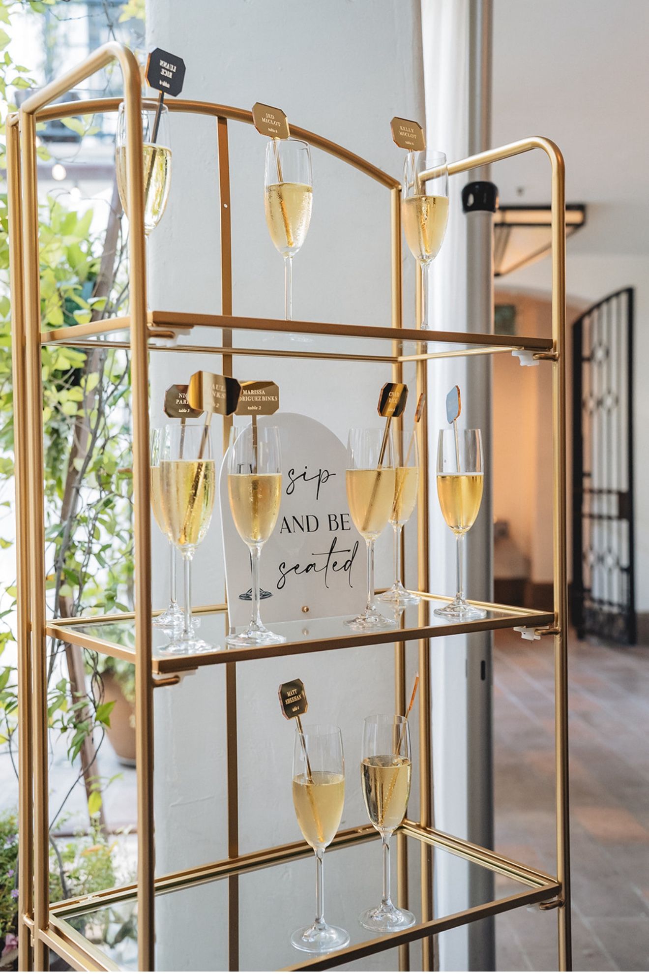 Collapsible Gold Shelf With Glass. Used Once For Wedding As Champagne Wall