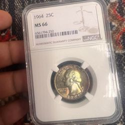 1964 MS66 Washington Quarter Halloween Toning Look