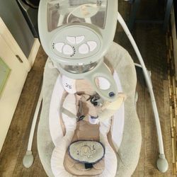 Ingenuity InLighten Baby Swing - Cool Mesh Fabric, Vibrations, Swivel Infant Seat, Nature Sounds, Light Up Motorized Mobile - Braden