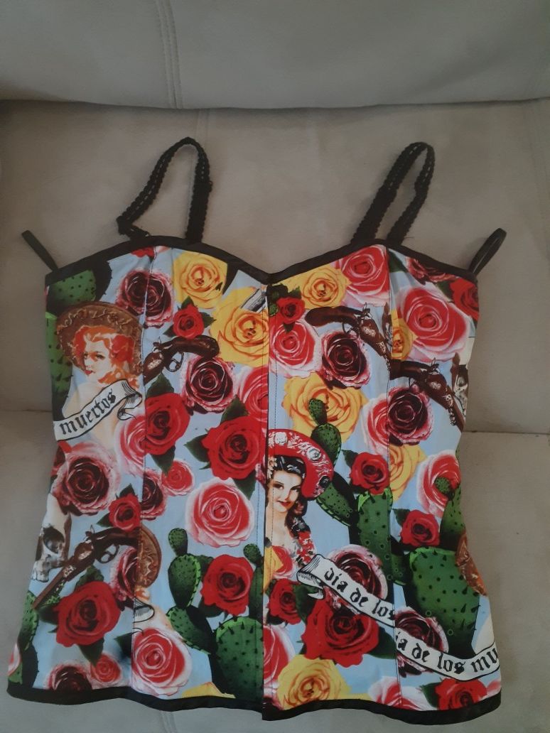 Hell Bunny Dia de Los muertos Corset size M