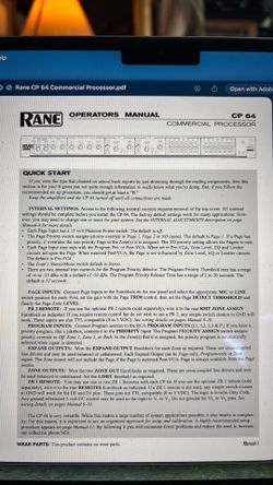 Rane CP 64 Commercial Processor