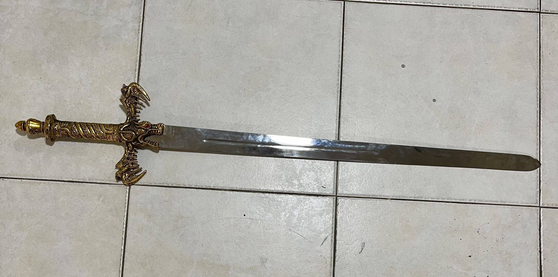 Gold Tone Dragon Handle Sword Made in Pakistan 49"