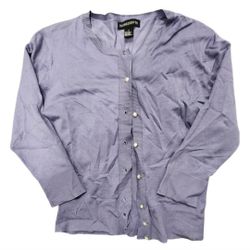Vintage Ingredients Size Small Silk Blend Purple Pearl Button Cardigan