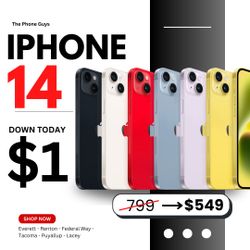 📱 iPhone 14 6.1” Desbloqueado (Nuevo) – ¡Solo $549 o $1 Inicial! 