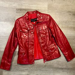 Vera Pellle Red Leather Jacket - Medium 