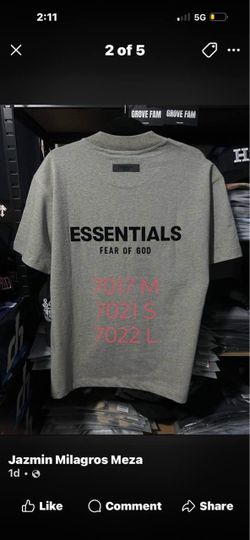 Essentials shirts for sell, s,m,xl  black, white , dark gray , light gray