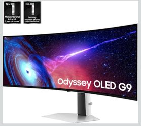 Samsung 49" Odyssey G93SC Series Curved Gaming Monitor, QD-OLED, 240Hz, 0.03ms, DQHD, G-Sync Compatible, FreeSync Premium Pro, Adjustable Stand