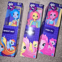 MLP Doll Set: Rainbow Dash, Pinkie Pie, Fluttershy Equestrian Girls 