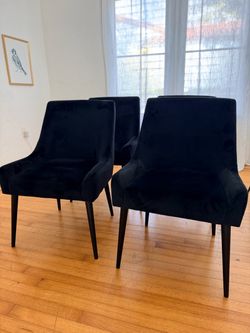 Set of 4 Black Velvet Dining Chairs