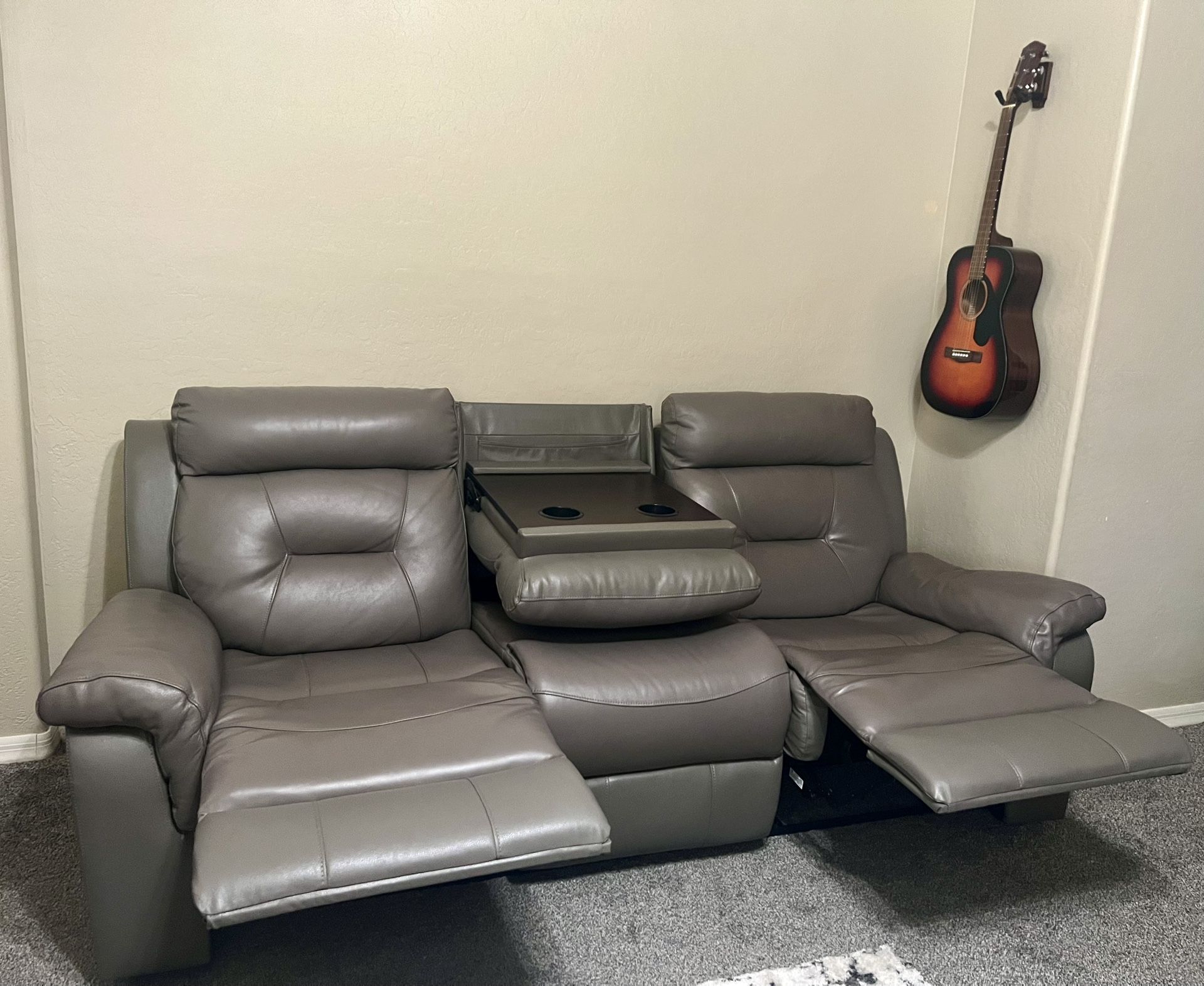 Ashley Gray Recliner Couch With Drink Holders