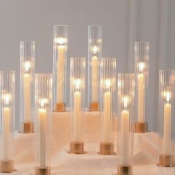 Set of 10 Hurricane Candle Holder for Centerpiece: Set of 10 