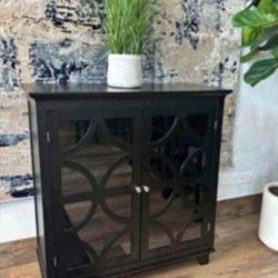 Black Accent Buffet With Beautiful Design On Door (New In A Box)
