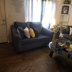 Couch and Loveseat W/all Grey Pillows