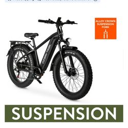 Ozark Trail 26" M.3 Ranger+ Electric Fat Tire Bike, 48V, Class 2, Black, Fits Riders 5'2" - 6'1", Ad