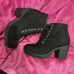 booties, all black, suede size 6