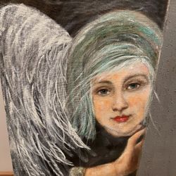 Dramatic & Gorgeous Large “Angel” Painting Signed By Local Artist