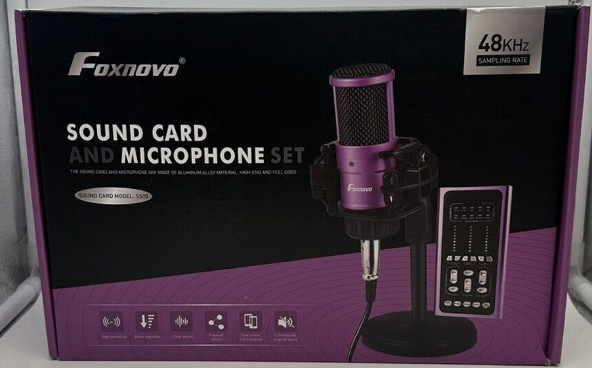 Foxnovo Sound card and Microphone Set Purple