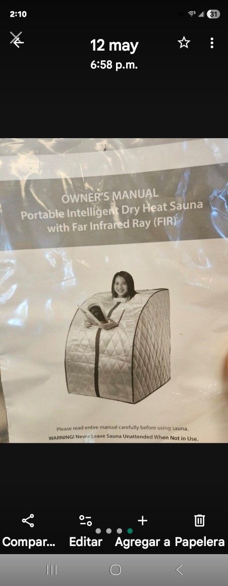Sauna de vapor portátil