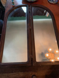 Antique New England hinged mirrored doors