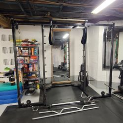 smith machine cable crossover with tons of weights