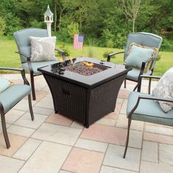 Brand New Blue Rhino 32” Propane Fire Pit Table – 50,000 BTU – Wicker Base