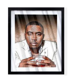 Custom art piece of legendary rapper nas on black frame