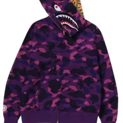 BAPE Color Camo Shark Full Zip Hoodie Purple