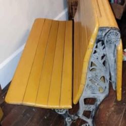 Vintage Wooden Rare, Antique School Bench Table