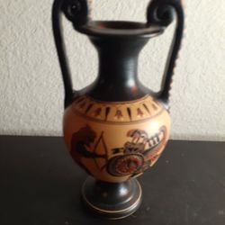 EXQUISITE Antique Circa 1920 Hercules Greek Olpe Dual Handle 7" Bud Vase.
