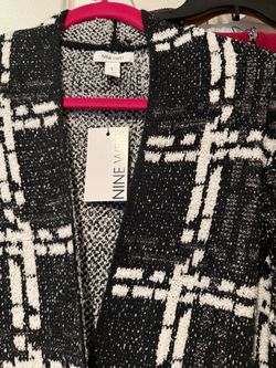 Nine West Black & White Knit Cardigan Size L