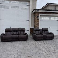 Couch & Loveseat With Electric Recliners