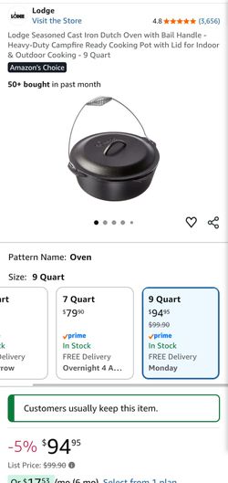 9 quart lodge cast iron Dutch oven