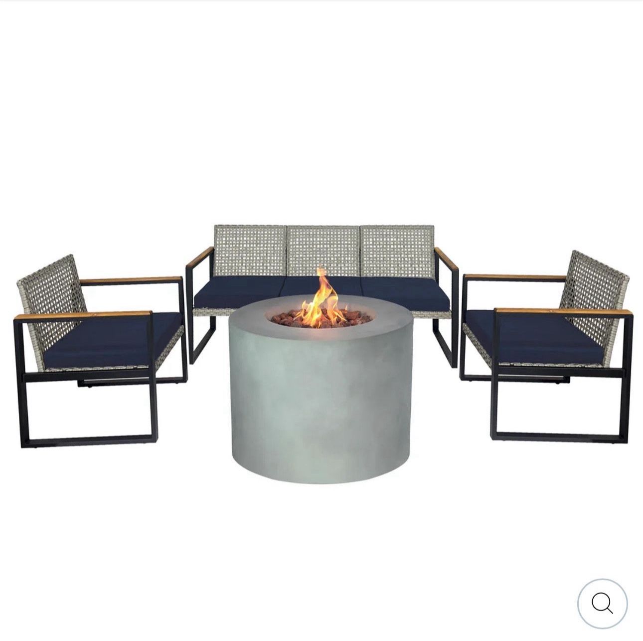 Kinger Home Loren 32-Inch Round Propane Fire Pit Table, Alloy Steel Outdoor Fire Pit with 50,000 BTUs, CSA Certified, Includes Lava Rocks and Weatherp