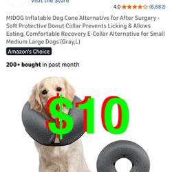 Inflatable Dog Cone Alternative for After Surgery - Soft Protective Donut Collar Prevents Licking & Allows Eating, Comfortable Recovery E-Collar Alter