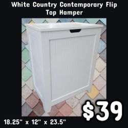 NEW White Country Contemporary Flip Top Hamper: Njft