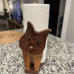 Wooden Cat/ Kitty Paper Towel Holder 