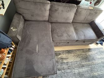 Gray Corduroy Sectional Sofa with Chaise