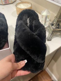 Black Furry Slippers