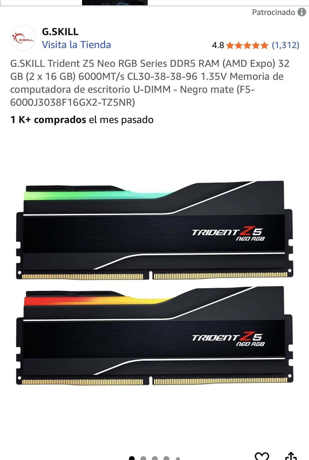 G.SKILL Trident Z5 Neo RGB Series DDR5 RAM (AMD Expo) 32 GB (2 x 16 GB) 6000MT