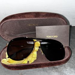 Tom Ford TRIPP 666 Shiny Black Gold Sunglasses