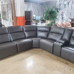 Gray 6-Piece Modular Power Reclining Sectional with Power Headrests(New)