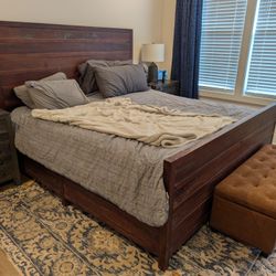 4 Piece King Wood Bed Frame