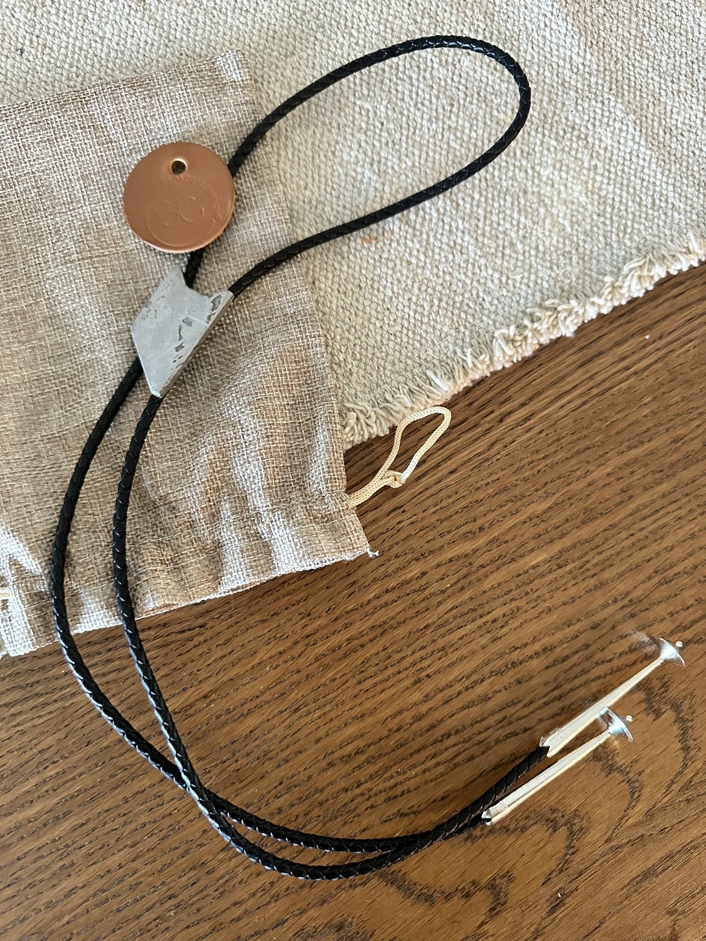 Rare! Bolo Tie W/Pouch! Muonionalusta Meteorite Space/Spiritual! Sterling