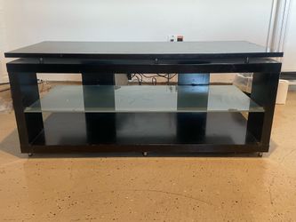 black TV Stand w  glass shelves