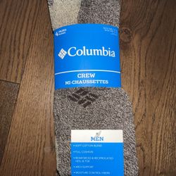 NEW Columbia Thick Brown Crew Mi-Chaussettes 4 Pairs Socks Men's Size 6 - 12