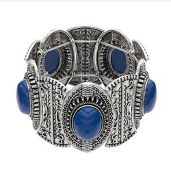 Blue Cabochon Stretch Bracelet 