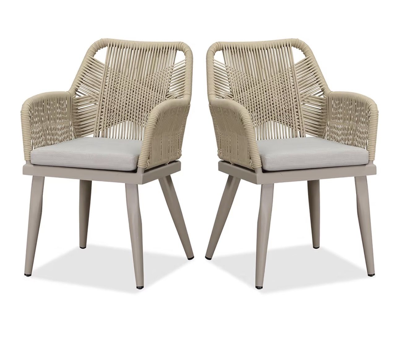 2 Pieces Outdoor Patio Dining Chairs All-Weather PE Rattan Patio ...