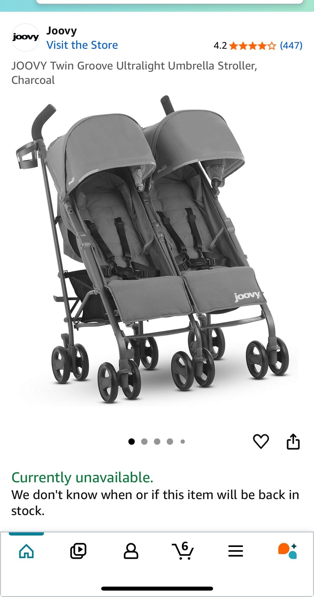 JOOVY GROVE ULTRA LIGHT DOUBLE STROLLER BRAND NEW
