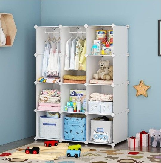 VIPZONE Baby Closet,Dresser, Kids Closet Organizers, Portable Kids Wardrobe for Closet, Bedroom, Nursery, Cubby, Cabinet
