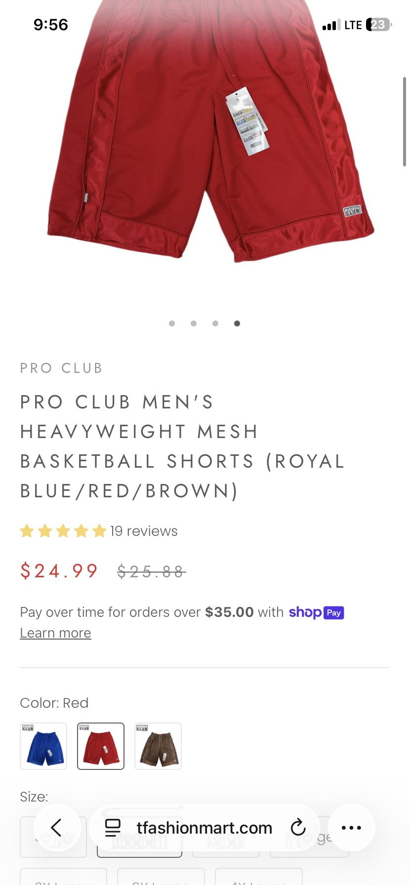 Red Medium Pro Club Pe Shorts